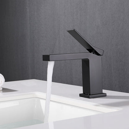 Baterie lavoar geometrica inox premium, finisaj negru mat