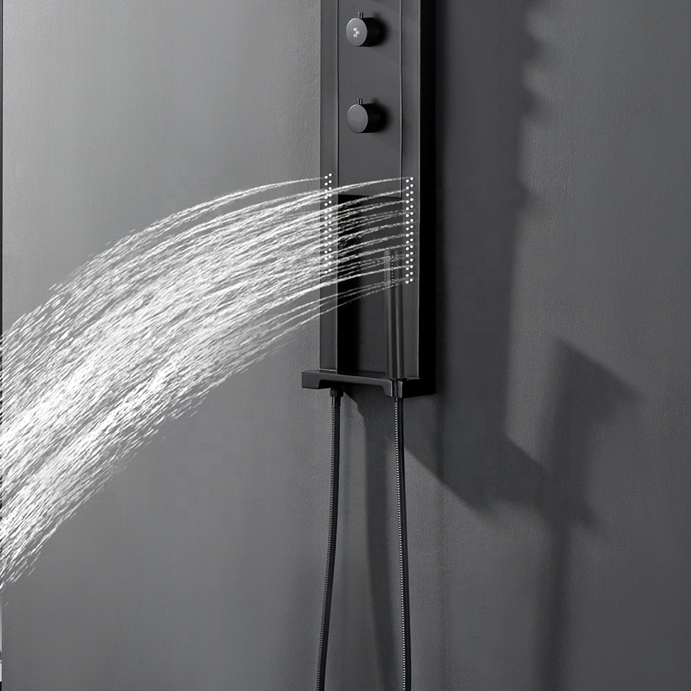 LED-Rundduschpaneel Black Round – modernes Design mit Wasserfall-Dusche und Premium-Funktionen
