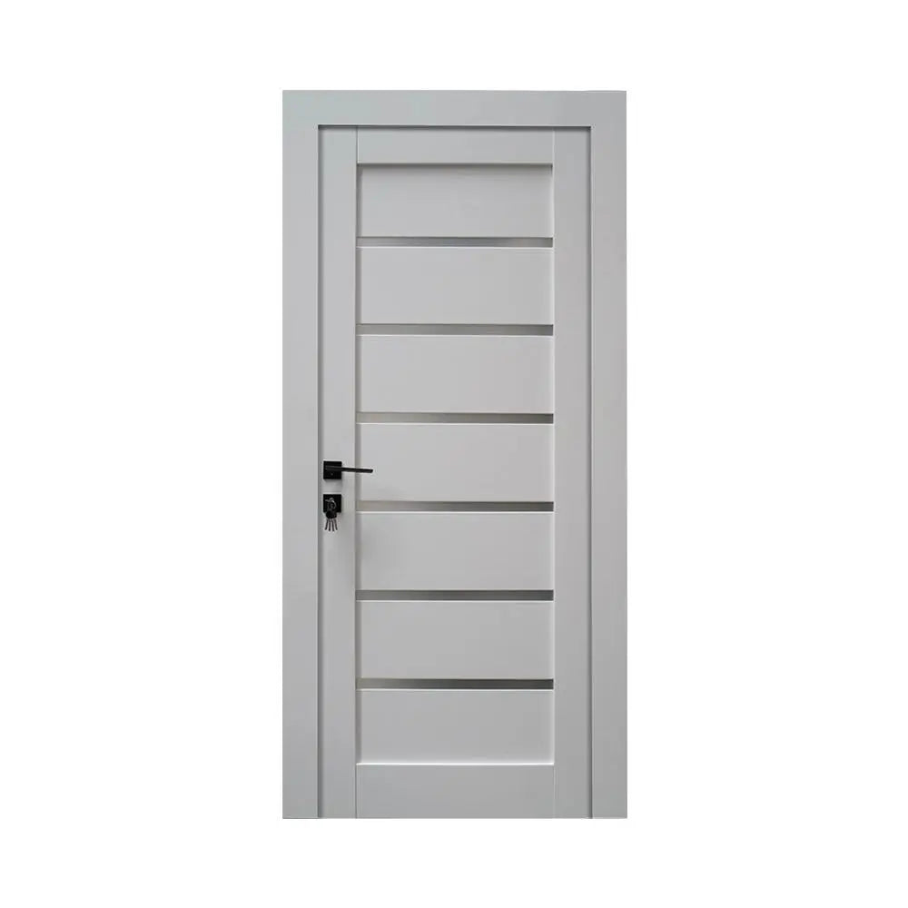 Ușă interior Mira alba cu sticla mata-model modern cu toc reglabil, complet echipată www.CasaDeco.ro
