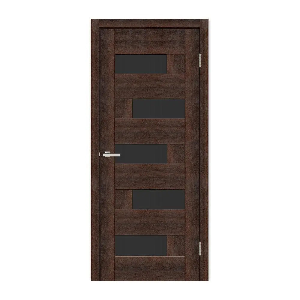 Ușă interior Rino 16 European Chestnut- cu sticlă decorativă, complet echipată Omis