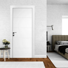 Ușă de interior Quadro alb mat cu toc reglabil – design geometric modern, complet echipată Rezult