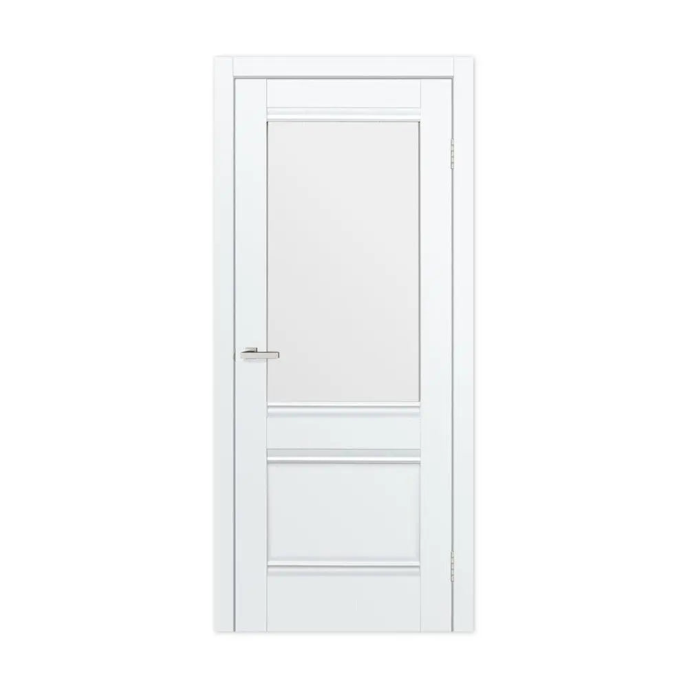Ușă interior Valencia G White Silk Mat – cu sticlă mată decorativă și toc reglabil, complet echipată Omis