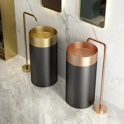 Freistehendes Elegantes Waschbecken aus Edelstahl mit Mattem Sockel – 3883 Rose Gold-Black 38110-R