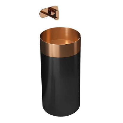 Freistehendes Elegantes Waschbecken aus Edelstahl mit Mattem Sockel – 3883 Rose Gold-Black 38110-R