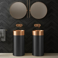 Freistehendes Elegantes Waschbecken aus Edelstahl mit Mattem Sockel – 3883 Rose Gold-Black 38110-R