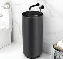 Freistehendes Waschbecken aus Edelstahl Elegant mit matter Basis – 3883 Black-Black (38110-B)