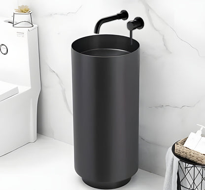 Freistehendes Waschbecken aus Edelstahl Elegant mit matter Basis – 3883 Black-Black (38110-B)