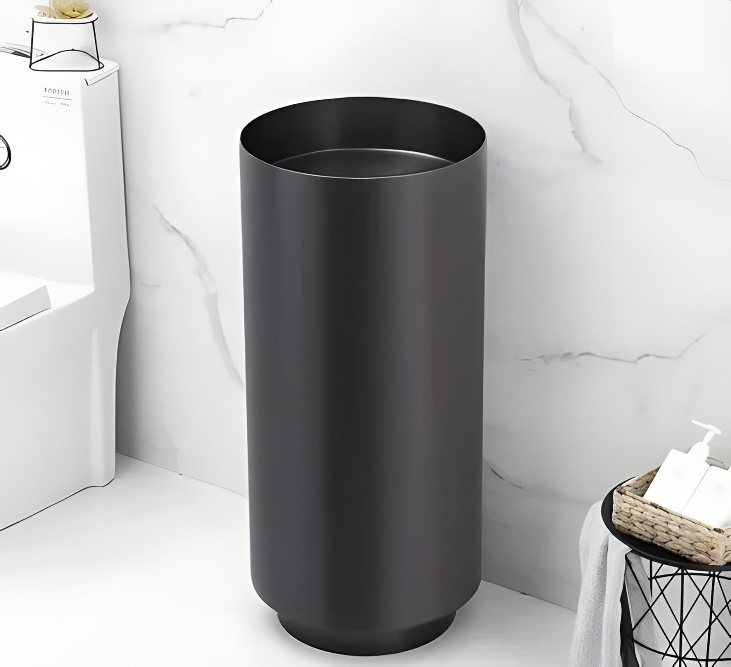 Freistehendes Waschbecken aus Edelstahl Elegant mit matter Basis – 3883 Black-Black (38110-B)