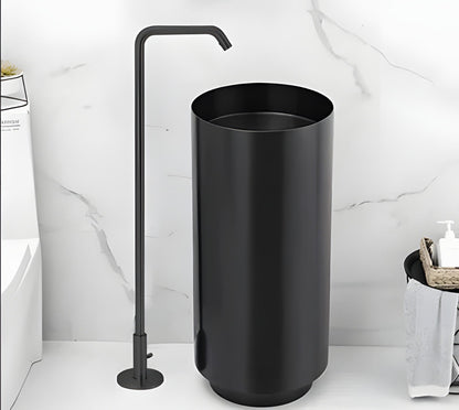 Freistehendes Waschbecken aus Edelstahl Elegant mit matter Basis – 3883 Black-Black (38110-B)