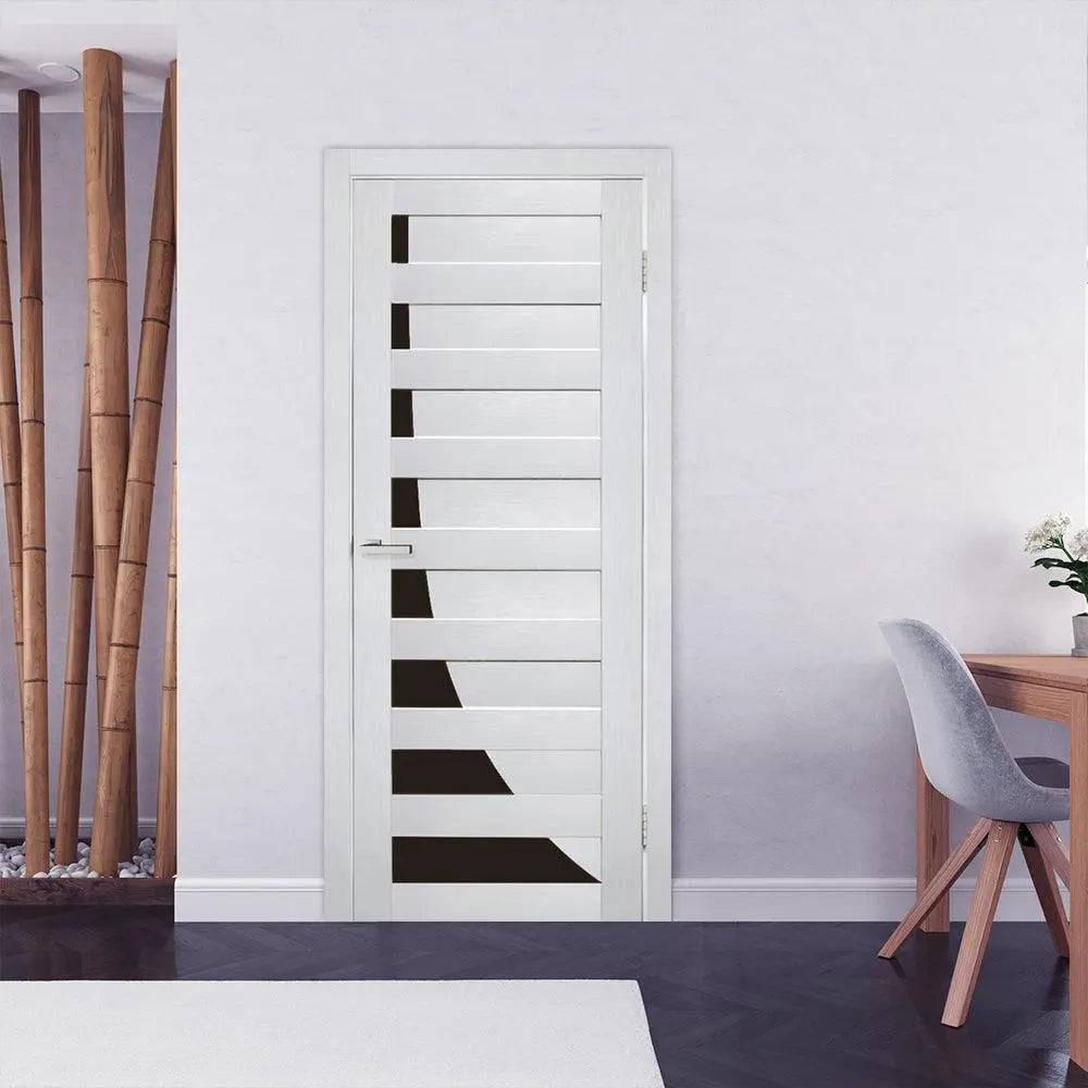 Ușă interior Paris Pearl Ash – cu sticlă negră complet echipată, cu toc reglabil Omis