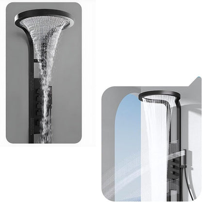 LED-Rundduschpaneel Black Round – modernes Design mit Wasserfall-Dusche und Premium-Funktionen