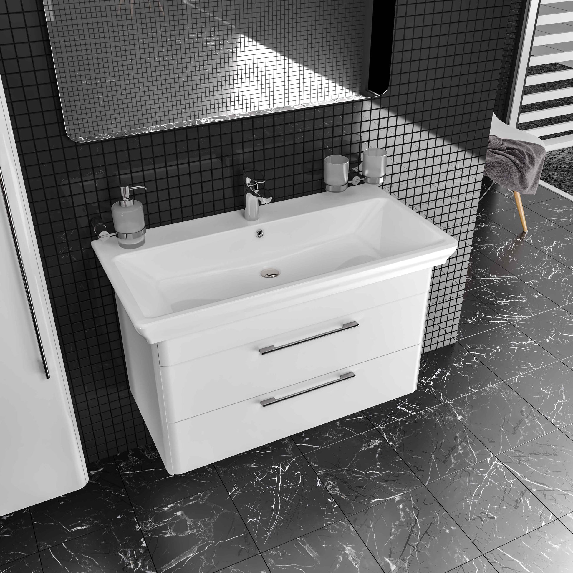 Mobilier de baie suspendat Paola, Alb Aqua Rodos