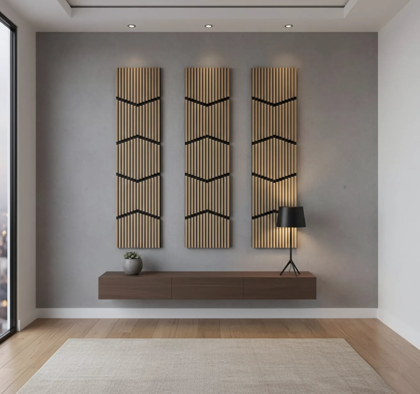 Dekoratives Lamellen-Wandpaneel Vertical Wave S0DV-01 – Dunkelnuss-Finish