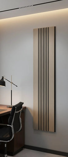 Dekoratives Lamellenpaneel Vertical Line S1DV-01 – dunkler Nussbaum mit schwarzen Akzenten