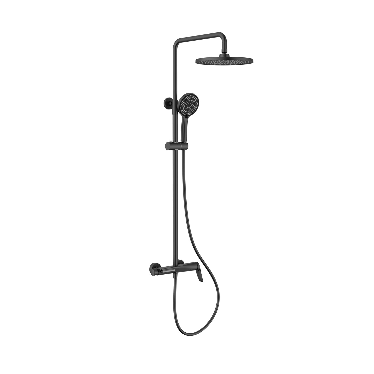 Massives Messing-Duschset mit Wannen-Auslauf – Premium-Design in Matt Schwarz