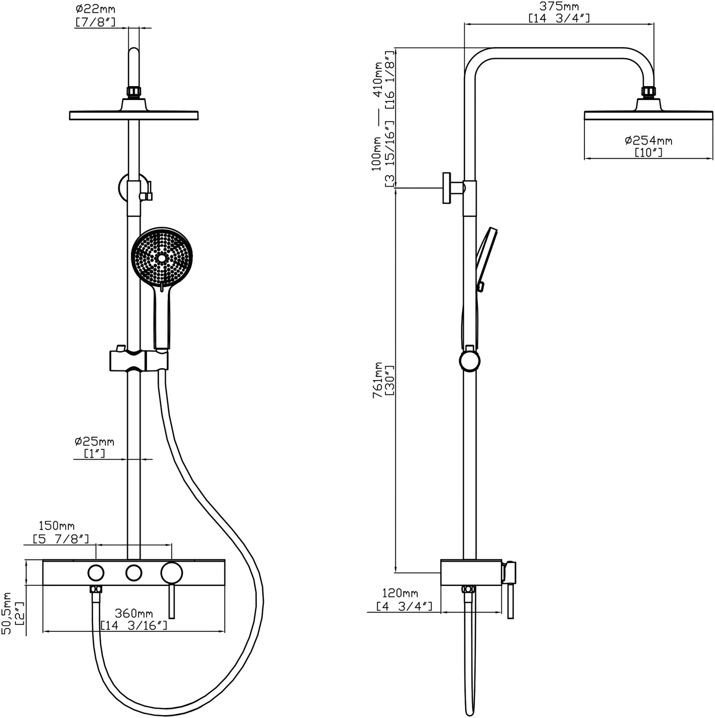 Duschset mit 2 Funktionen – Matt Schwarz, modernes Design aus Edelstahl