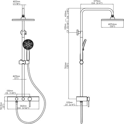 Duschset mit 2 Funktionen – Matt Schwarz, modernes Design aus Edelstahl