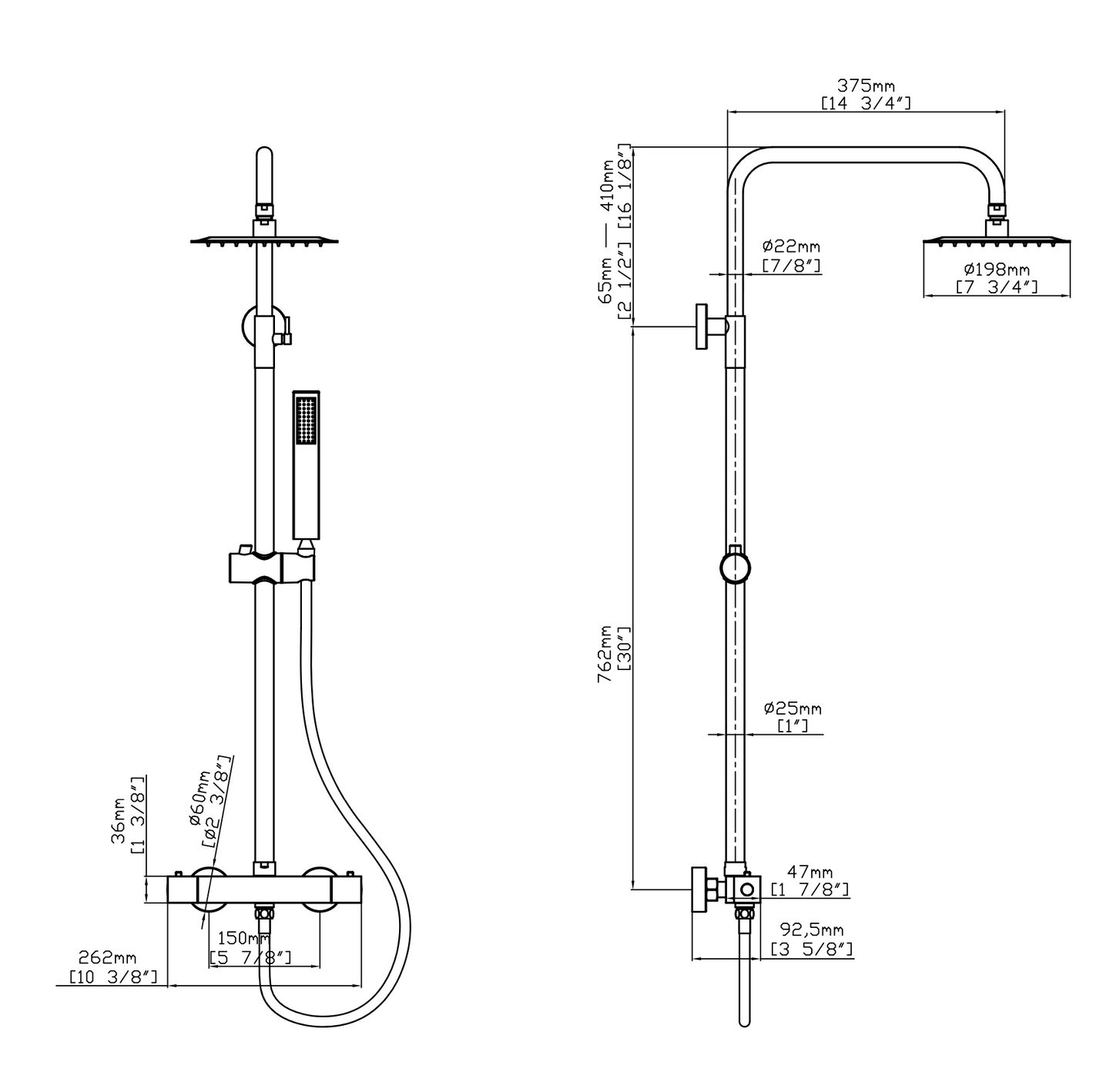 H-Cubic Thermostat-Duschset – Quadratisches Design, Edelstahl Premium, Matt Schwarz