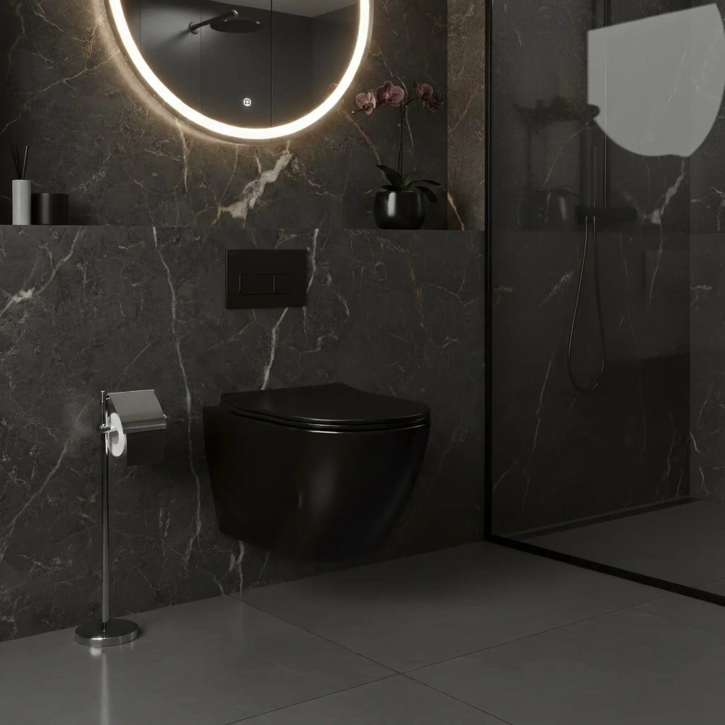 Hänge-WC Rimless – Black Glossy