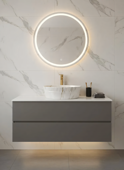 Rundes Keramikwaschbecken A747-P841M – marmoriertes Design