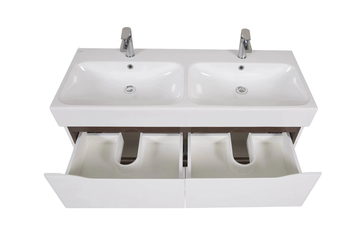 Mobilier de baie pe suspendat cu lavoar dublu Venice, Alb+Wenge Aqua Rodos