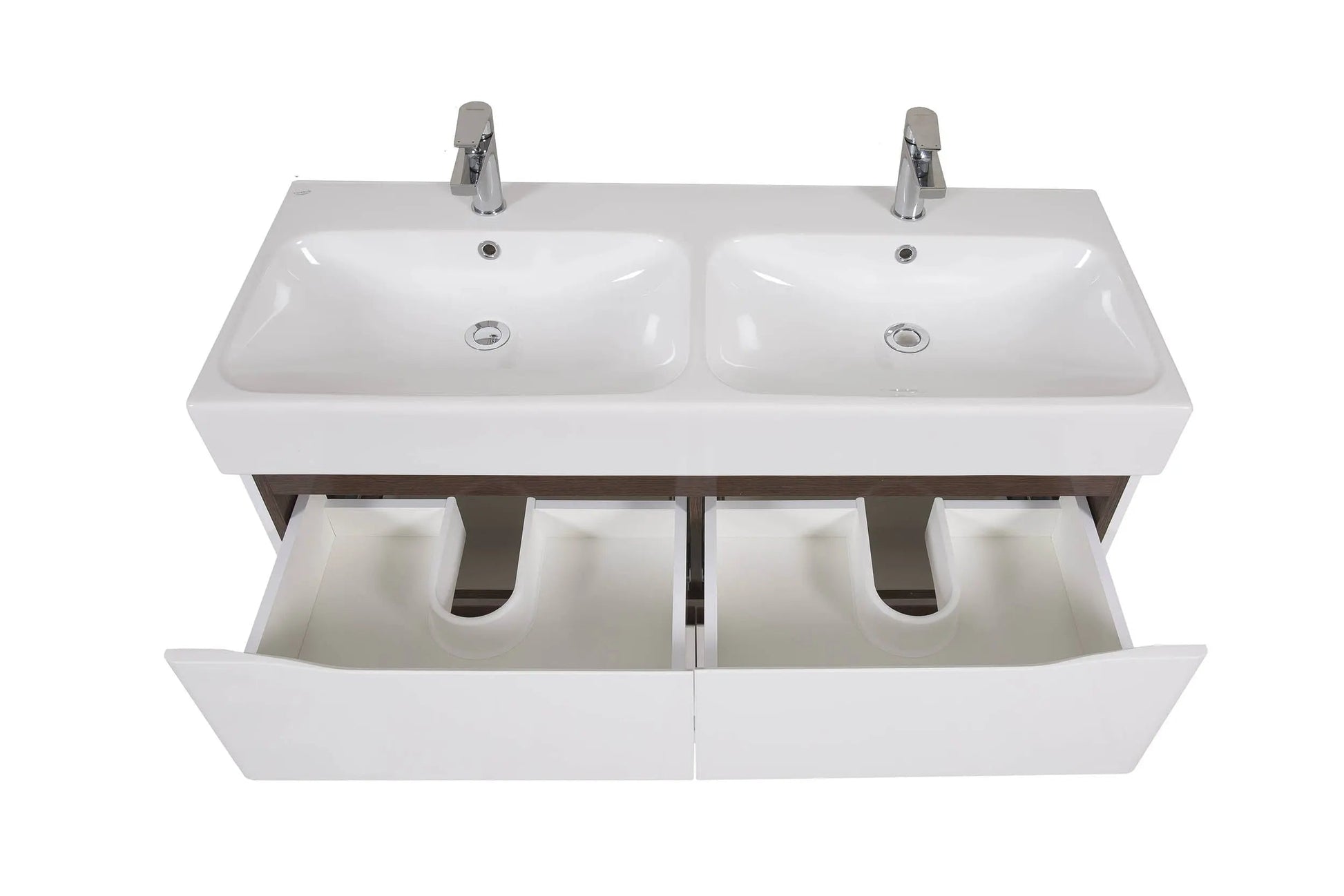 Mobilier de baie pe suspendat cu lavoar dublu Venice, Alb+Wenge Aqua Rodos