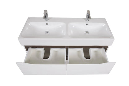 Mobilier de baie pe suspendat cu lavoar dublu Venice, Alb+Wenge Aqua Rodos