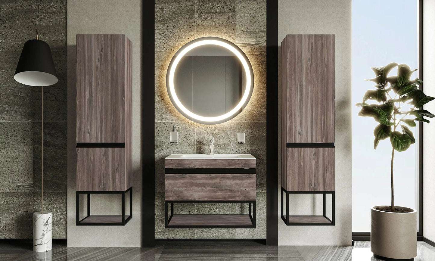 Mobilier de baie suspendat Loft Iron, Oak moras Aqua Rodos