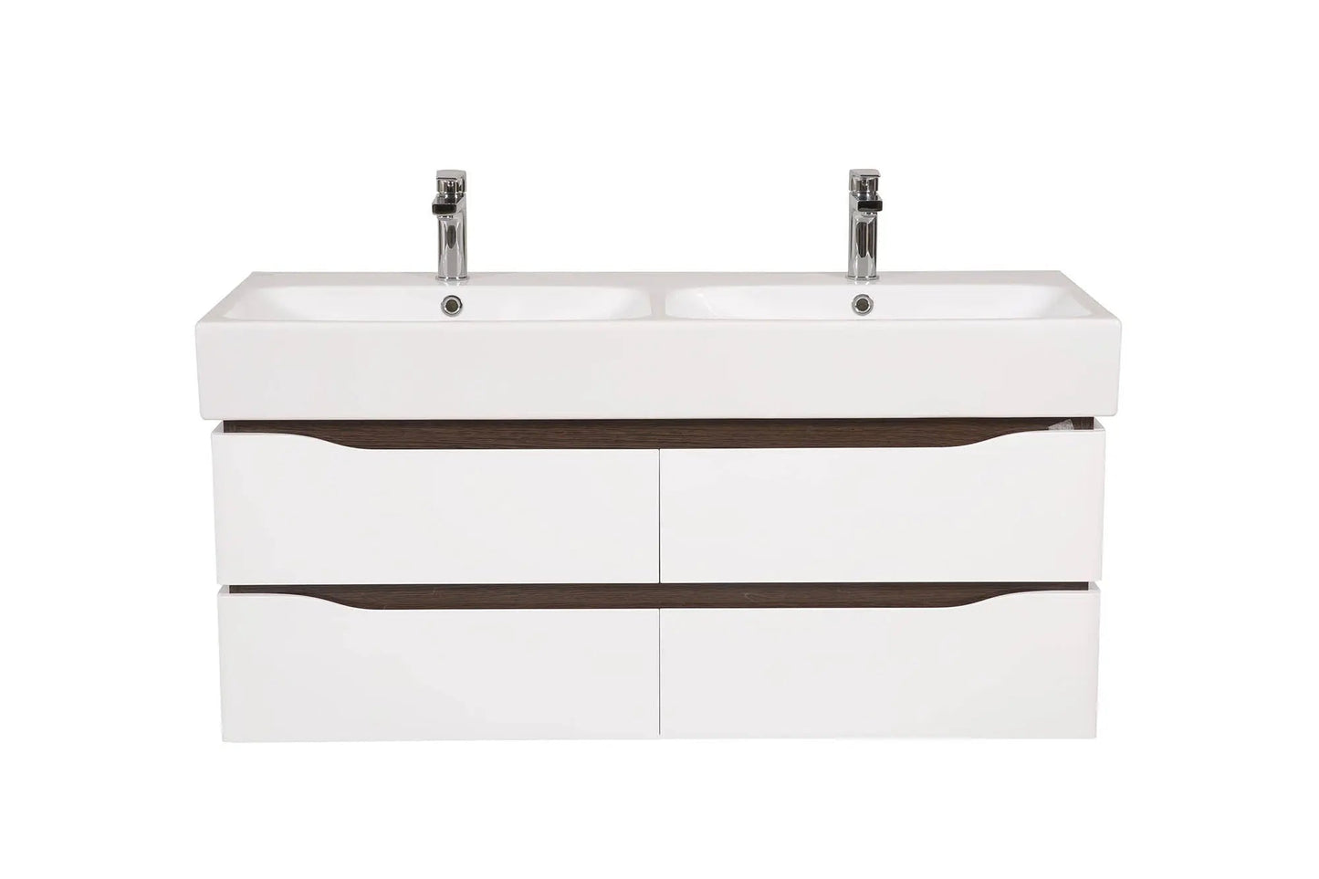 Mobilier de baie pe suspendat cu lavoar dublu Venice, Alb+Wenge Aqua Rodos