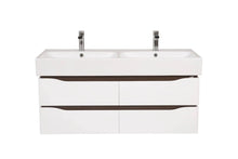 Mobilier de baie pe suspendat cu lavoar dublu Venice, Alb+Wenge Aqua Rodos