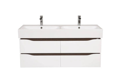 Mobilier de baie pe suspendat cu lavoar dublu Venice, Alb+Wenge Aqua Rodos