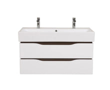 Mobilier de baie  suspendat  Venice , Alb+Wenge (Pinto 2 baterii) Aqua Rodos