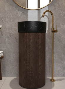Premium Freistehendes Waschbecken aus Massivholz