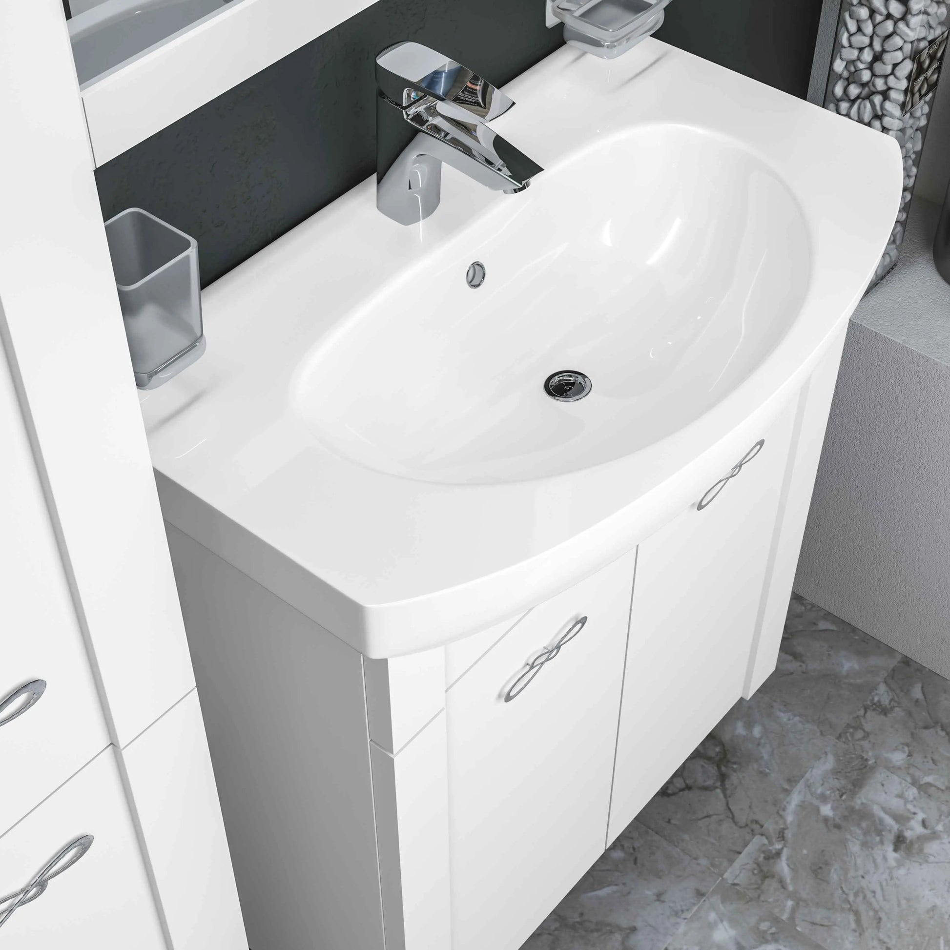 Mobilier de baie pe pardoseală Anita, Alb Aqua Rodos