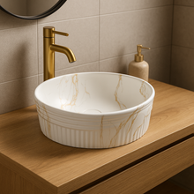 Rundes Keramikwaschbecken A747-P841M – marmoriertes Design