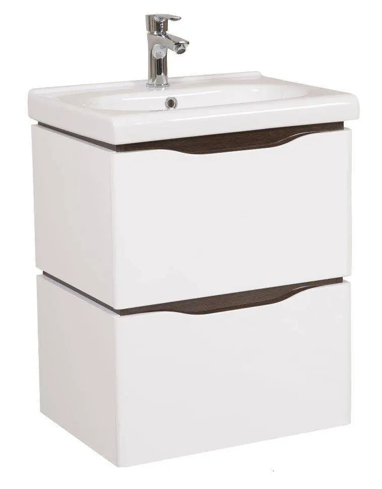 Mobilier de baie suspendat Venice, Alb+Wenge (City) Aqua Rodos