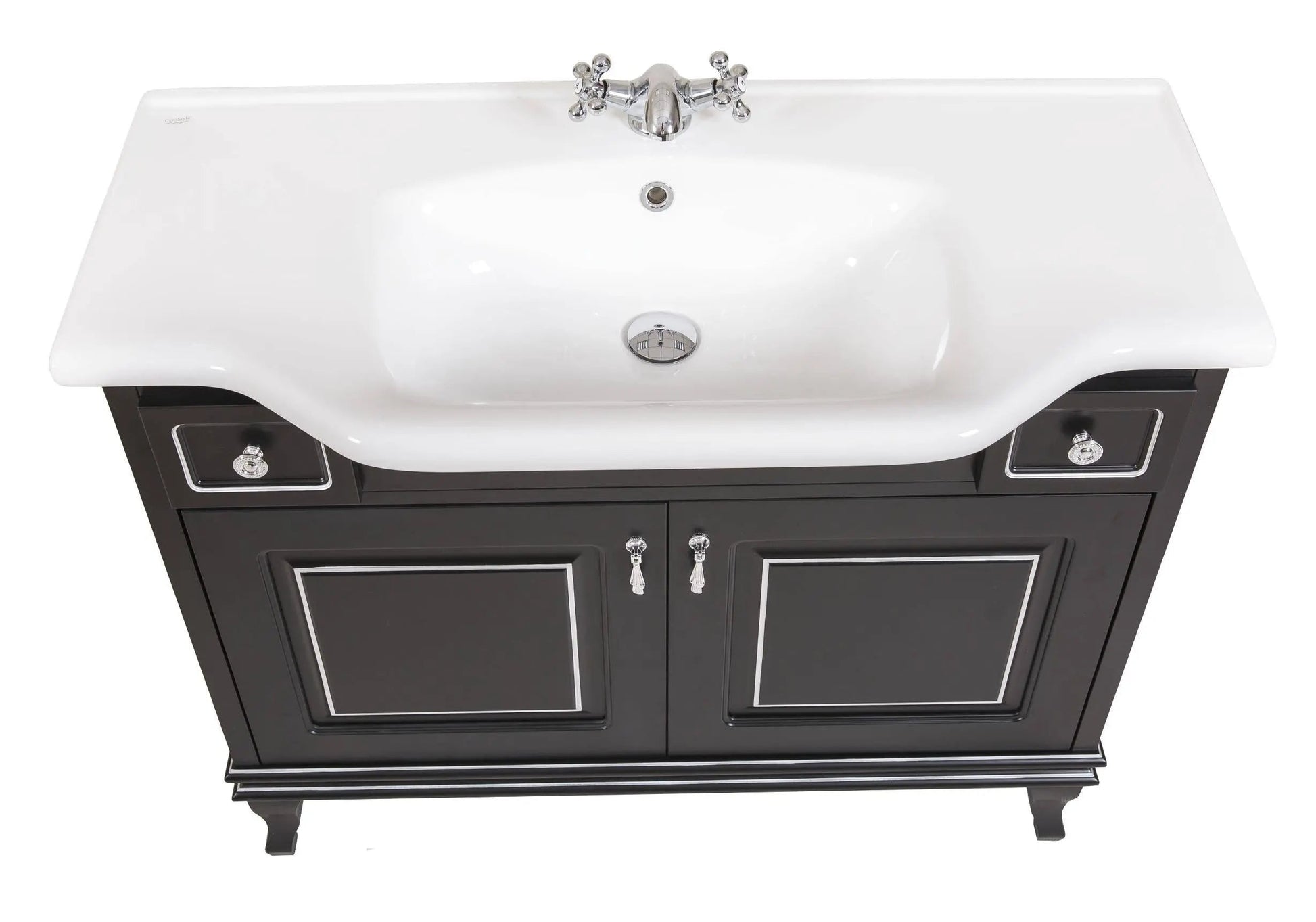 Mobilier de baie pe pardoseală Beatrice negru+crom Aqua Rodos