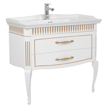 Mobilier de baie pe pardoseală Royal, Alb+auriu Aqua Rodos