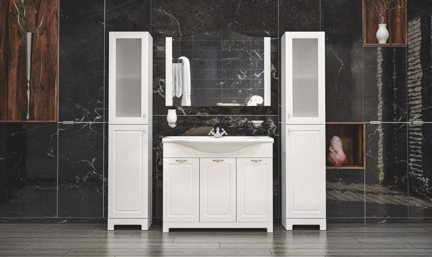 Mobilier de baie pe pardoseală Classic Alb Aqua Rodos