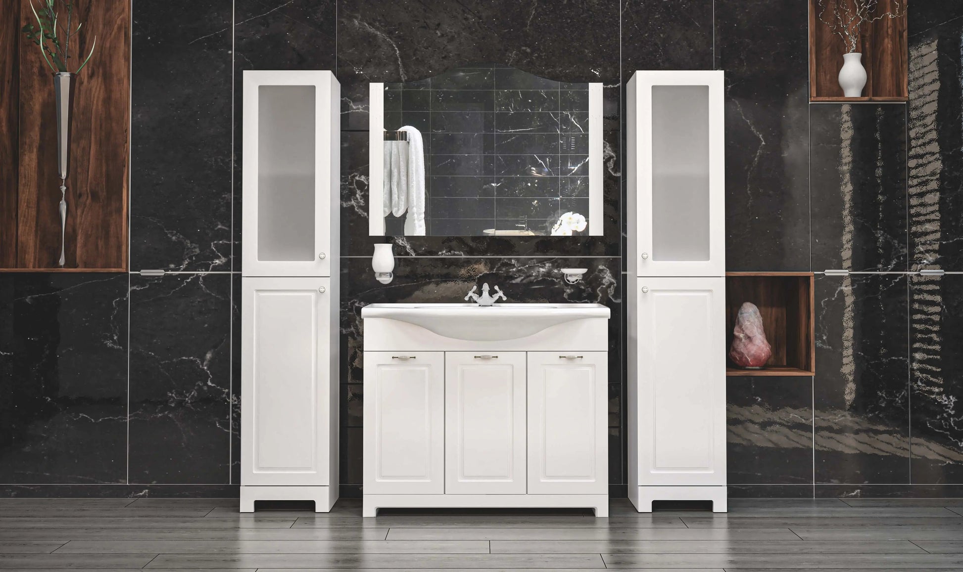 Mobilier de baie pe pardoseală Classic Alb Aqua Rodos
