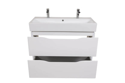 Mobilier de baie suspendat Venice, Alb pentru 2 baterii Aqua Rodos