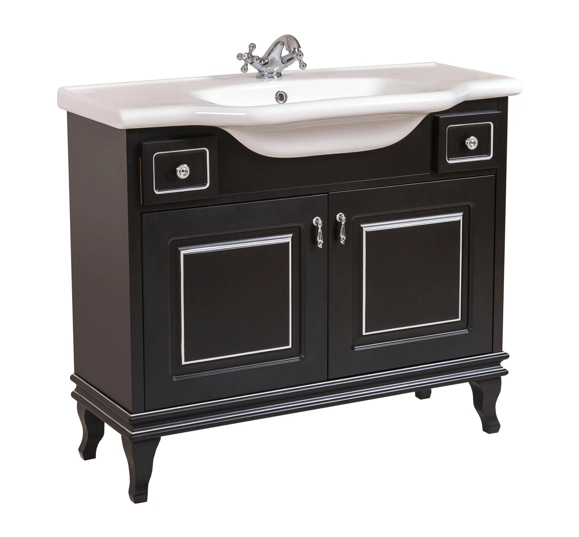 Mobilier de baie pe pardoseală Beatrice negru+crom Aqua Rodos