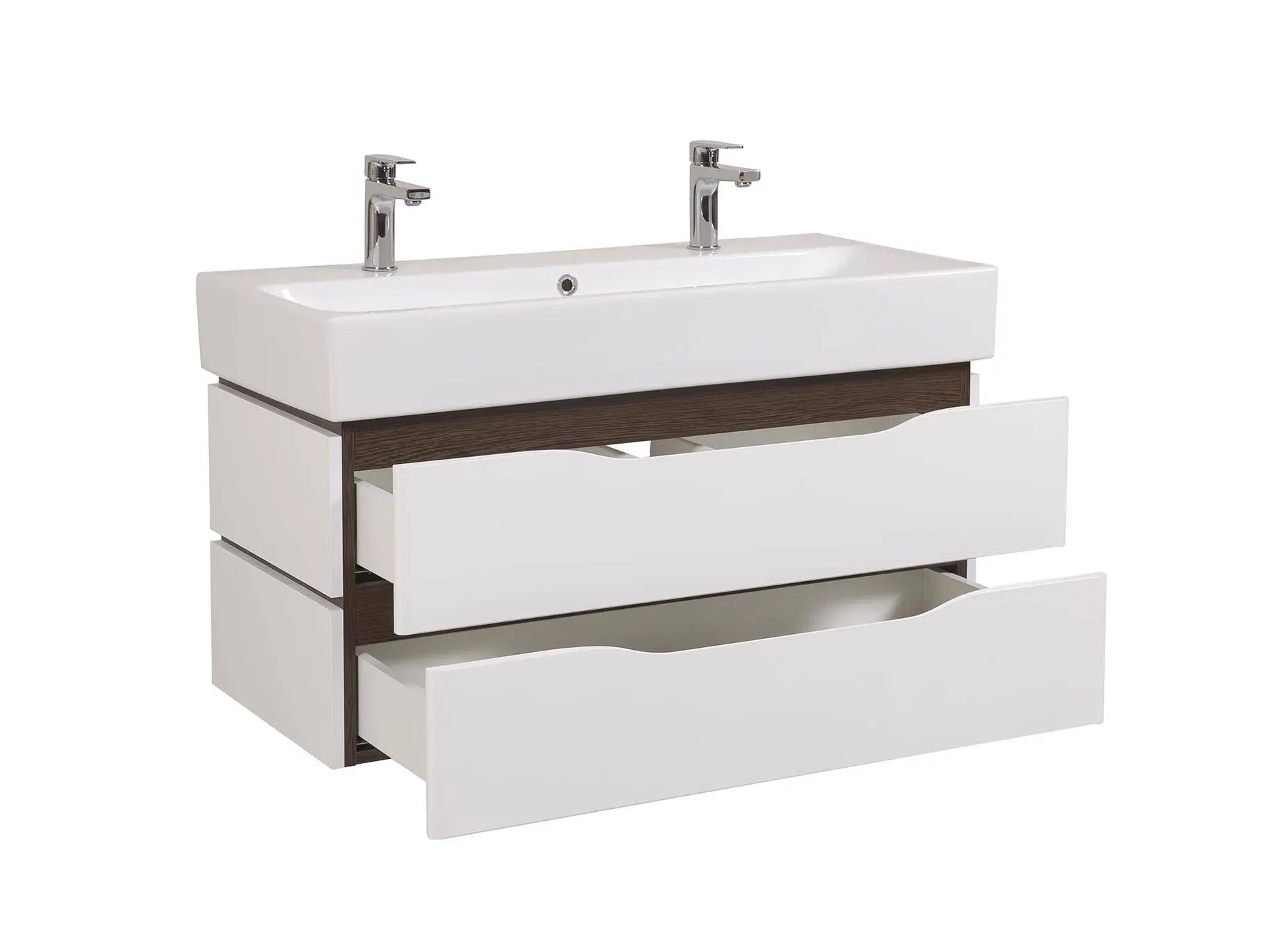 Mobilier de baie  suspendat  Venice , Alb+Wenge (Pinto 2 baterii) Aqua Rodos