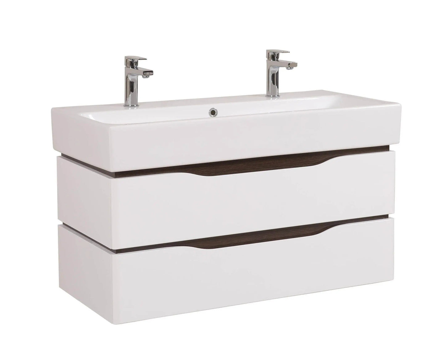 Mobilier de baie  suspendat  Venice , Alb+Wenge (Pinto 2 baterii) Aqua Rodos