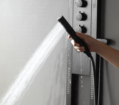 Duschpaneel Black Round – Modernes Design mit Wasserfall-Dusche und Multifunktionssystem