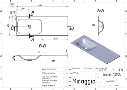 Waschbecken Jessel 1200 L – Miraggio