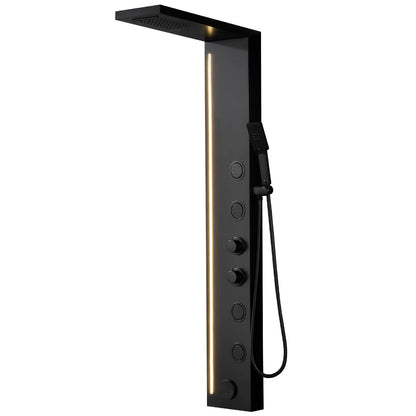 Duschpaneel Black Line – Modernes Design mit LED-Lichtleiste und Multifunktionssystem