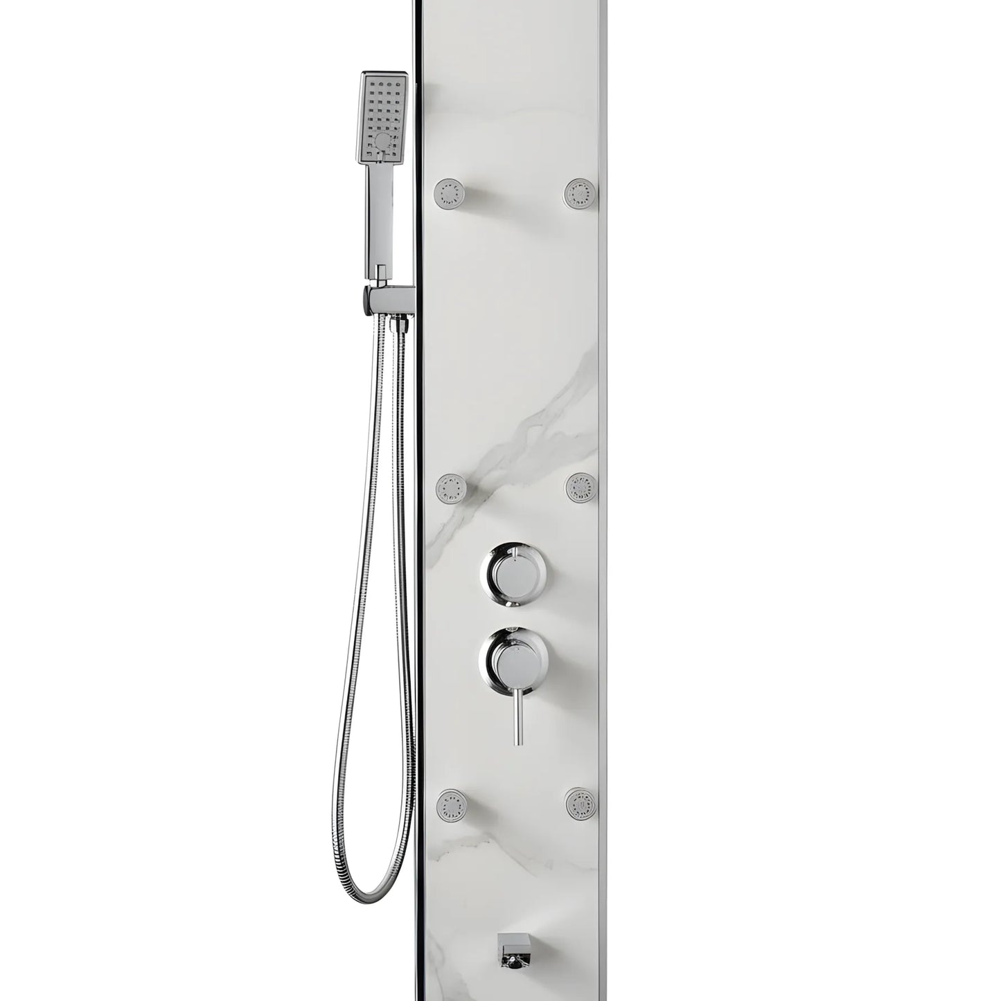Duschpaneel Marble White – Premium-Design mit Mehrfach-Hydromassage und Regendusche