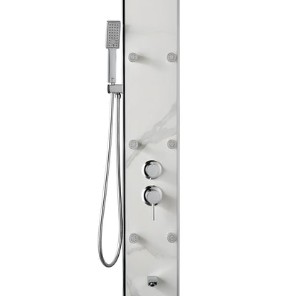 Duschpaneel Marble White – Premium-Design mit Mehrfach-Hydromassage und Regendusche