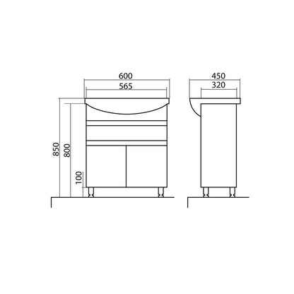Mobilier de baie pe pardoseală Sity, Alb Aqua Rodos